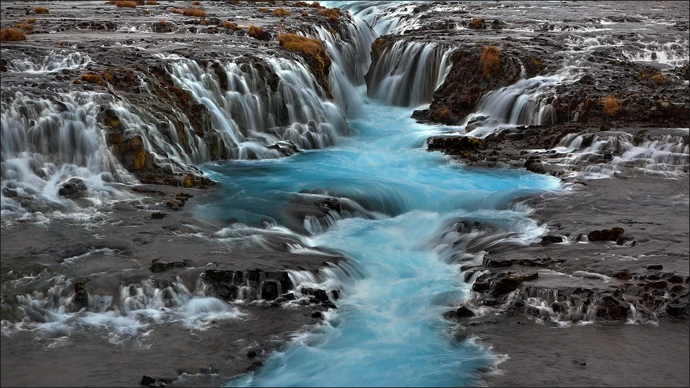 Bruarfoss Blue Waterfall Iceland